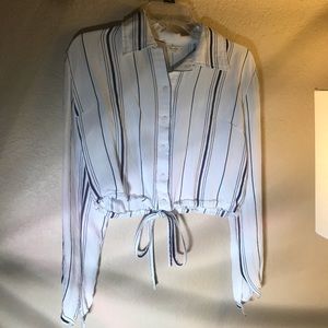 Cropped striped button up